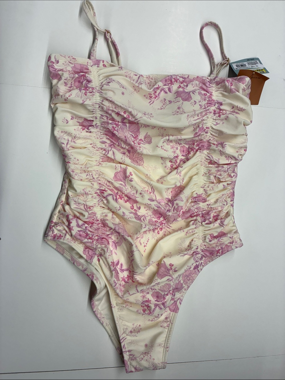 NEW Shade & Shore Women’s Floral Ruched One-Piece Swimsuit Size Medium